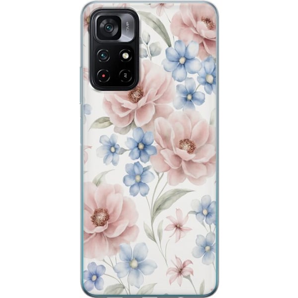 Xiaomi Poco M4 Pro 5G Genomskinligt Skal Romantiska blommor