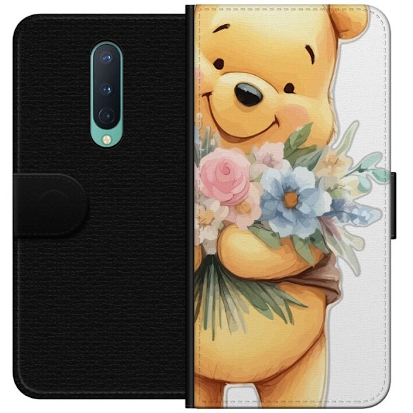 OnePlus 8 Plånboksfodral Nalle Puh med blommor – klassisk barnfavorit i blommande vårmiljö