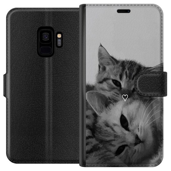 Samsung Galaxy S9 Plånboksfodral Katt Hjärta