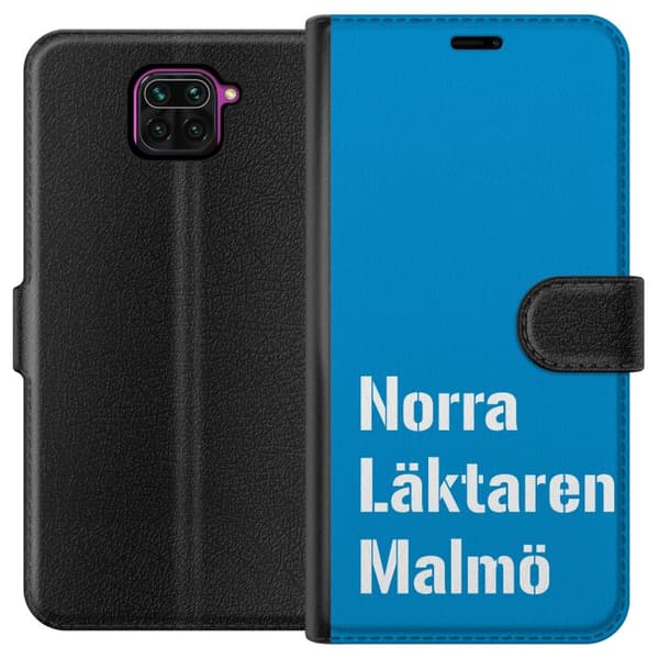 Kompatibel Tegnebogsetui til Xiaomi Redmi Note 9 Minimalistisk blå tekstdesign med Malmö-tema og moderne typografisk stil blå