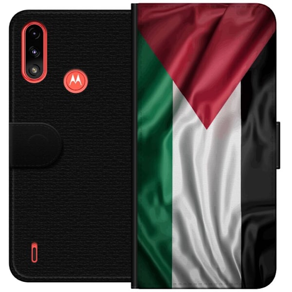Motorola Moto E7 Power Tegnebogsetui Palestinaflaget – ikonisk frihedssymbol i rød, sort, hvid og grøn