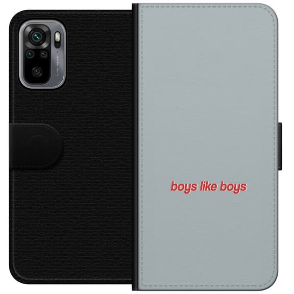 Kompatibelt Lommeboketui til Xiaomi Redmi Note 10S Boys Like Boys text grå