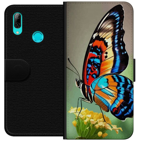Huawei P smart 2019 Plånboksfodral Fjäril Natur Sommar Motiv Vingar Färgstark Design Populär Dekor Grafiskt Exotiskt Tema