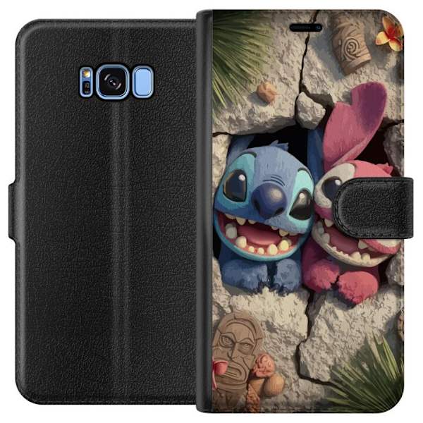 Samsung Galaxy S8 Plånboksfodral Stitch Angel Lilo & Stitch Motiv Disney Kärlek Seriefigur Populär Blå Alien Rolig Disneyfilm