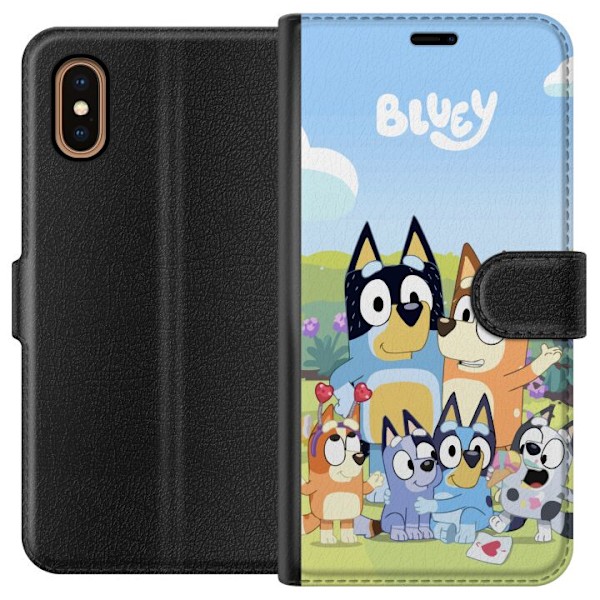 Apple iPhone XS Max Plånboksfodral Bluey mobilskal med hela familjen i färgglad design