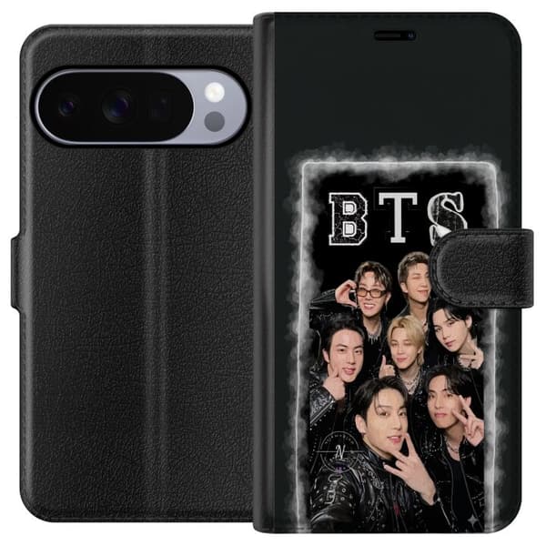 Kompatibel Tegnebogsetui til Google Pixel 11 Pro XL BTS-medlemmer poserer sammen i sorte outfits for en selfie sort