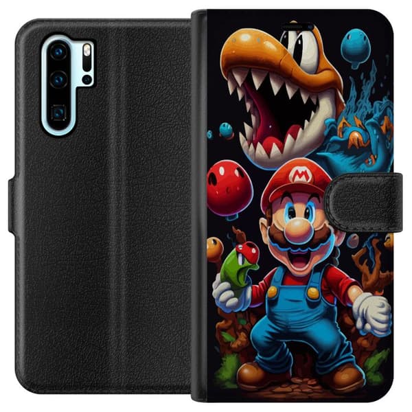 Kompatibelt Lommeboketui til Huawei P30 Pro Mario og venner
