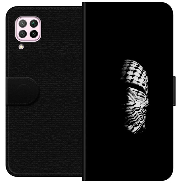 Huawei P40 lite Tegnebogsetui Keffiyeh-mønster - klassisk sor