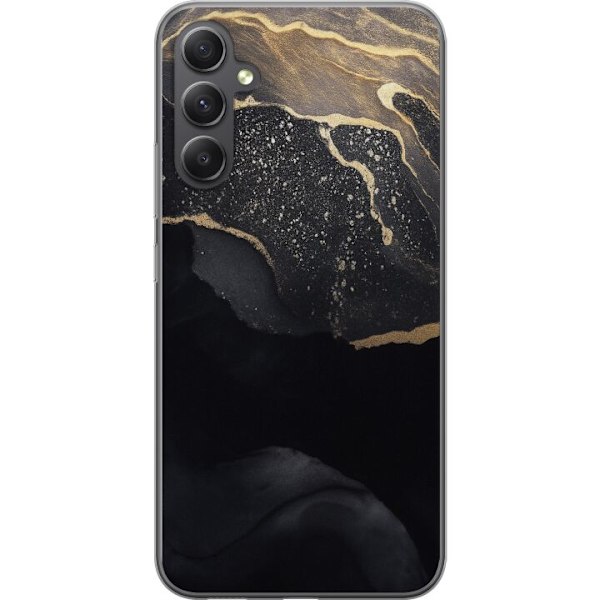 Samsung Galaxy A35 Gennemsigtig cover Sort guld abstrakt