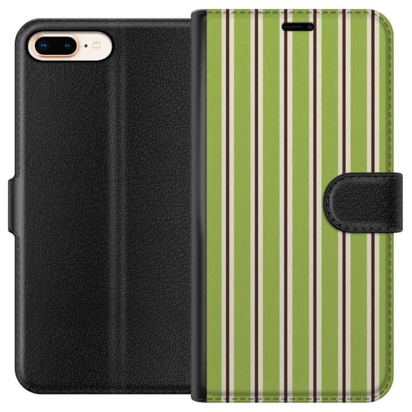 Kompatibel Tegnebogsetui til Apple iPhone 8 Plus Matcha Stripe grøn