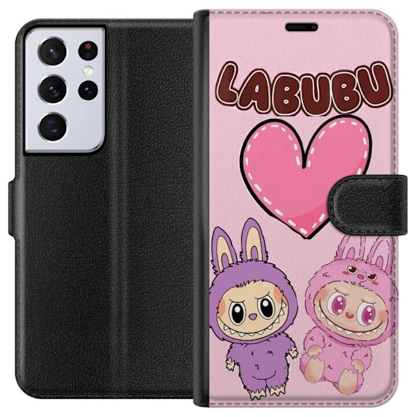Samsung Galaxy S21 Ultra 5G Tegnebogsetui Labubu Pink Monster