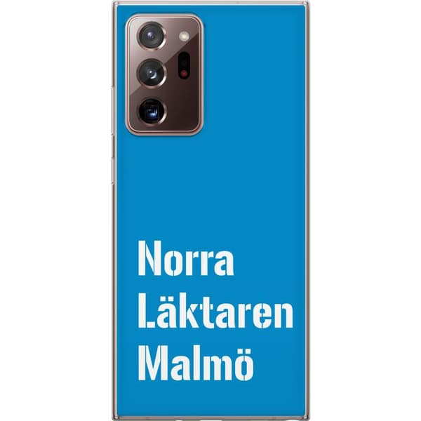 Kompatibel Mobilcover til Samsung Galaxy Note20 Ultra Minimalistisk blå tekstdesign med Malmö-tema og moderne typografisk stil blå