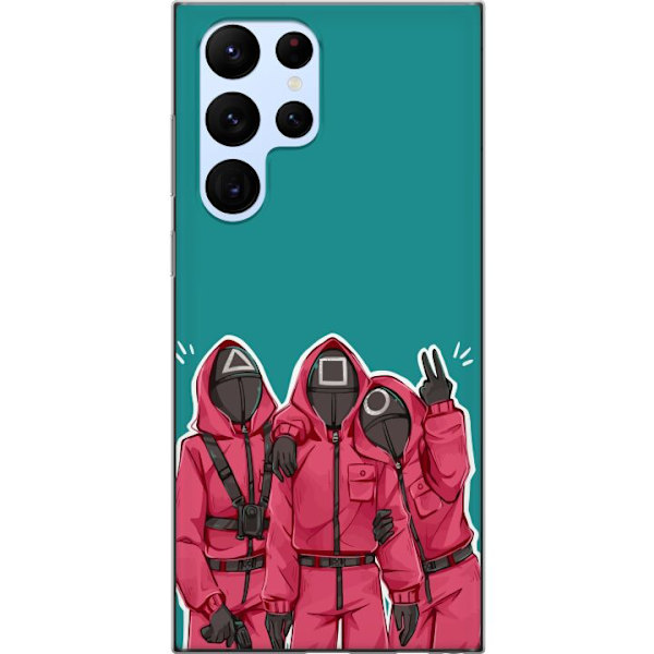 Samsung Galaxy S22 Ultra 5G Genomskinligt Skal Squid Game Karaktärer Grafisk Design Seriefigurer Populär TV Motiv Asiatisk Stil Spännande Trend