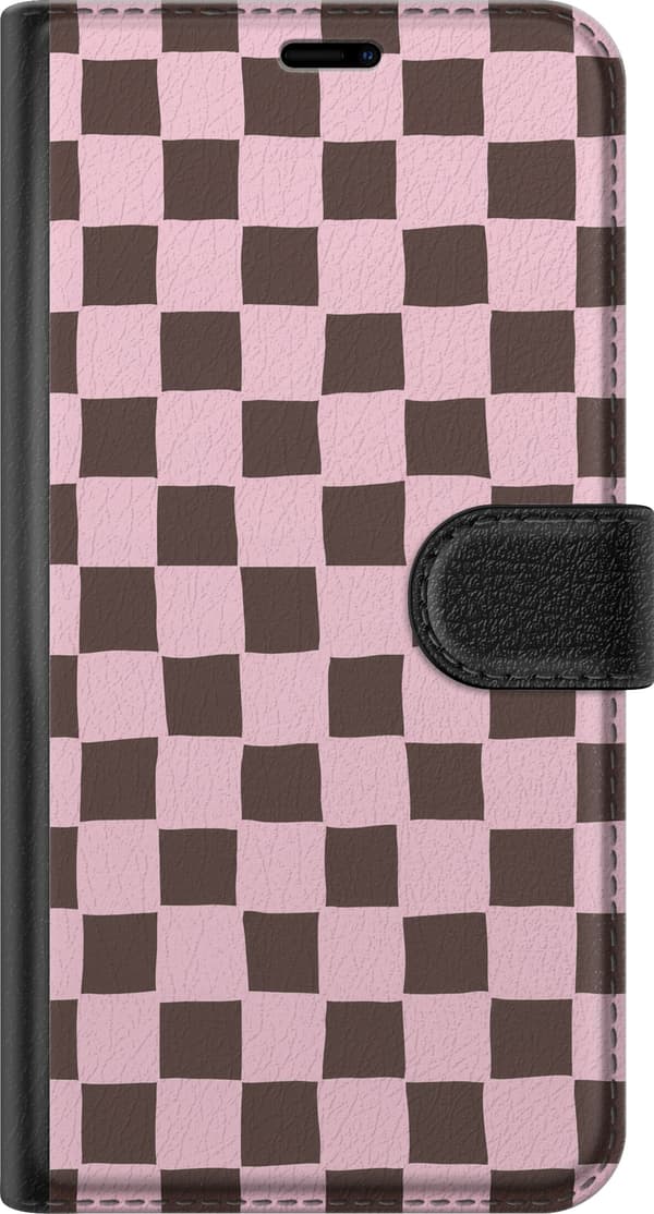 Kompatibelt Plånboksfodral till Apple iPhone 14 Rosa schackrutor rosa