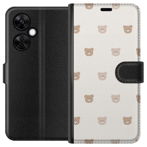 OnePlus Nord CE3 Tegnebogsetui Teddybaggrund - søde teddybjø