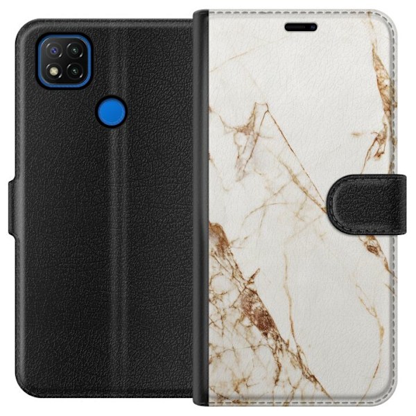 Xiaomi Redmi 9C Plånboksfodral Vit marmor