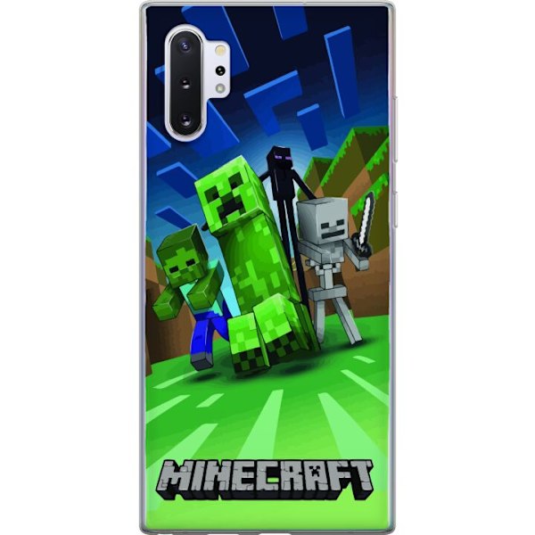 Samsung Galaxy Note10+ Genomskinligt Skal Minecraft Creeper mobilskal i klassisk grön pixelstil