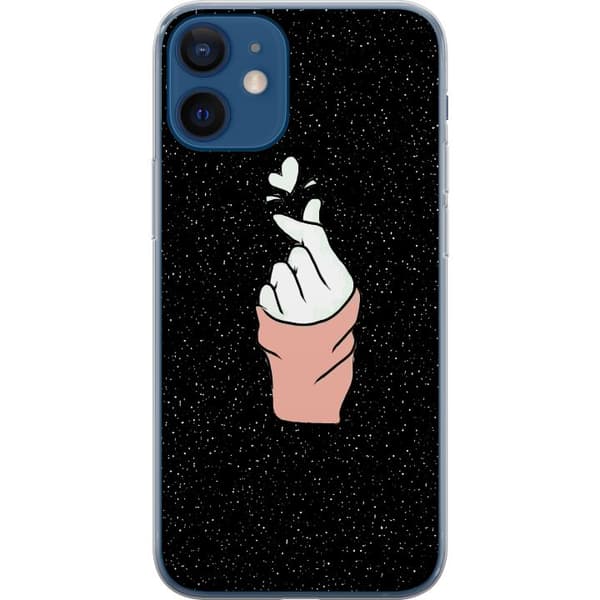 Kompatibelt Mobildeksel til Apple iPhone 12 mini Minimal håndgest med hjerter i mørkt verdensrom