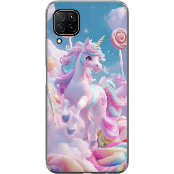 Huawei P40 lite Genomskinligt Skal Enhörning Candy Pastell Kawaii Motiv Söt Populär Färg Grafiskt Trend Barn Motiv Fantasy Art