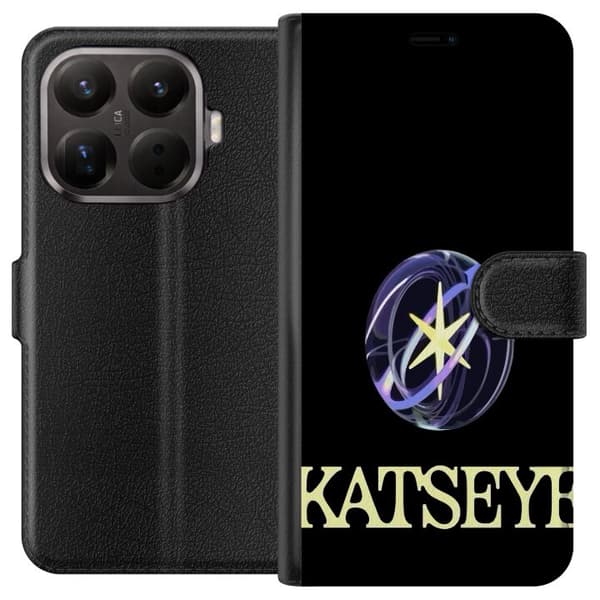 Kompatibel Tegnebogsetui til Xiaomi 15 KATSEYE-logo med gul stjerne, lilla omløbsringe og lys typografi på sort baggrund sort