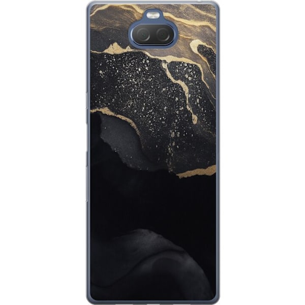 Sony Xperia 10 Plus Gennemsigtig cover Sort guld abstrakt