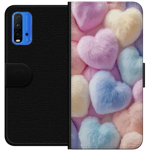 Xiaomi Redmi Note 9 4G Lompakkokotelo Sydämet Rakkaus Graafinen Suunnittelu Romanttinen Teema Suosittu Symboli Graafinen Malli Koristelu