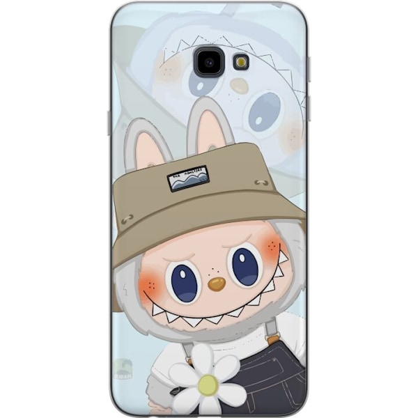 Samsung Galaxy J4+ Genomskinligt Skal Labubu med hatt – Pop Mart-figur Mr. Butcher i retro stil med karaktär