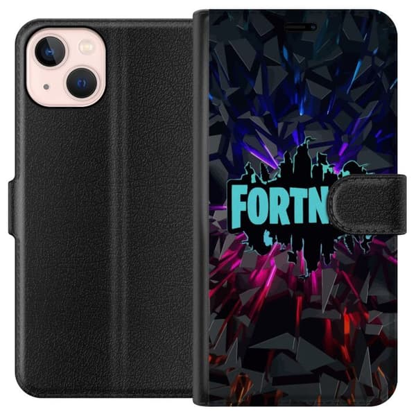 Kompatibelt Lommeboketui til Apple iPhone 13 mini Spillinspirert abstrakt logodesign med eksploderende former, neonlys og dynamisk energi for et mode