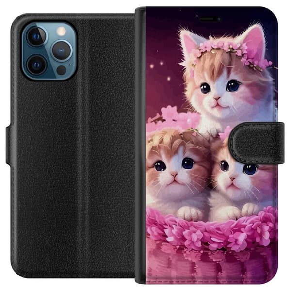 Kompatibel Tegnebogsetui til Apple iPhone 12 Pro Katte