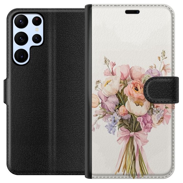 Samsung Galaxy S24 Ultra Tegnebogsetui Mobilcover med farverig blomsterbuket i romantisk stil