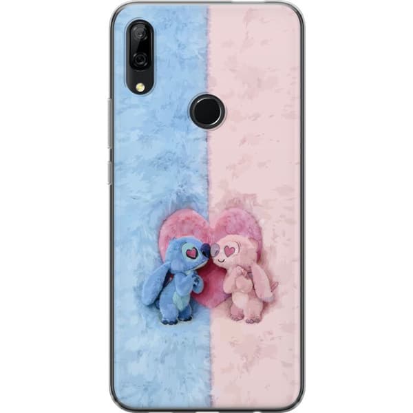 Kompatibel Mobilcover til Huawei P Smart Z Søde blå og lyserøde figurer foran et stort lyserødt hjerte pink