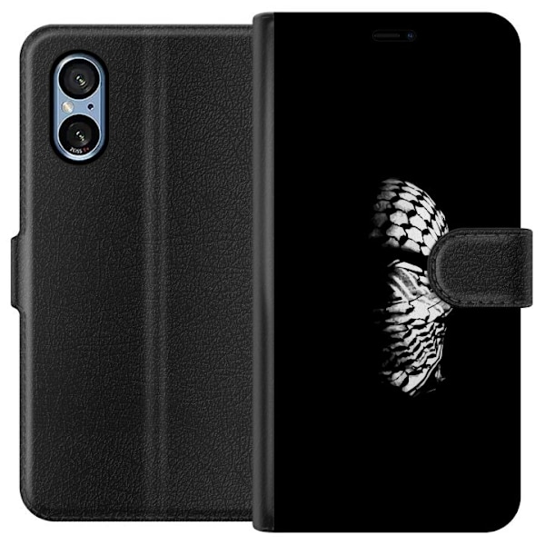 Sony Xperia 5 V Tegnebogsetui Keffiyeh-mønster - klassisk sor