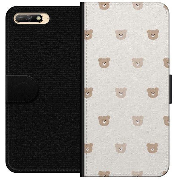 Huawei Y6 (2018) Tegnebogsetui Teddybaggrund - søde teddybjørne mod en blød baggrund