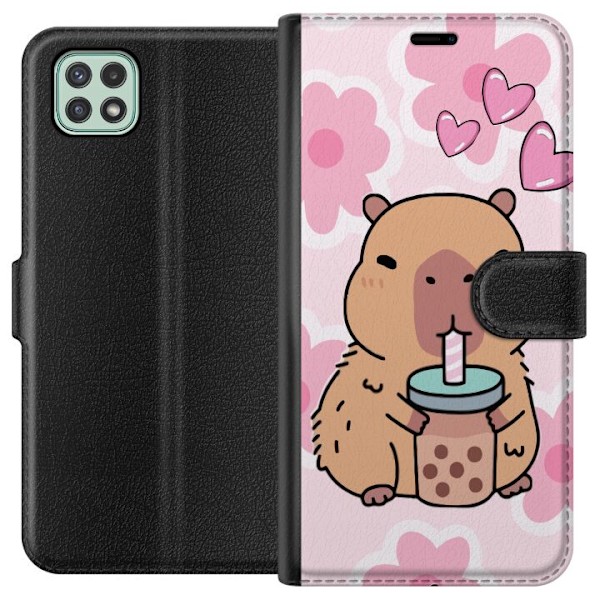 Samsung Galaxy A22 5G Lompakkokotelo Kawaii Capybara Sydän An