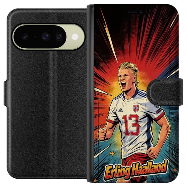 Kompatibel Tegnebogsetui til Google Pixel 11 Erling Haaland seriestil rød