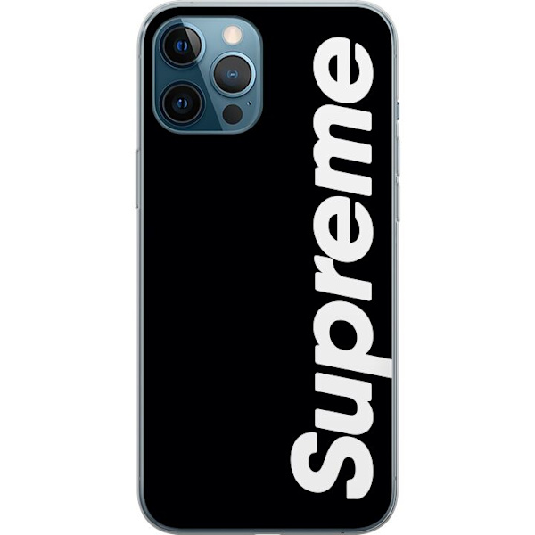 Apple iPhone 12 Pro Max Genomskinligt Skal Supreme Svart Vit Streetwear Design Klassisk Modeikon Trend Urban Stil Grafiskt Motiv Populär
