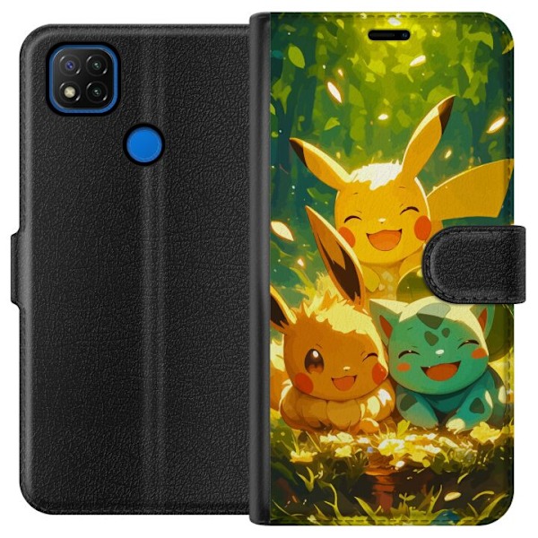 Xiaomi Redmi 9C Plånboksfodral Pixelmonster spelstil – färgstark design för retroälskande gamers