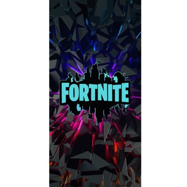 Kompatibel Tegnebogsetui til Apple iPhone 13 Pro Fortnite-logo – Sort baggrund med blå neon og farvede lys