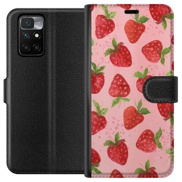 Xiaomi Redmi 10 Tegnebogsetui Jordbærdrømme - Retro-stil jor