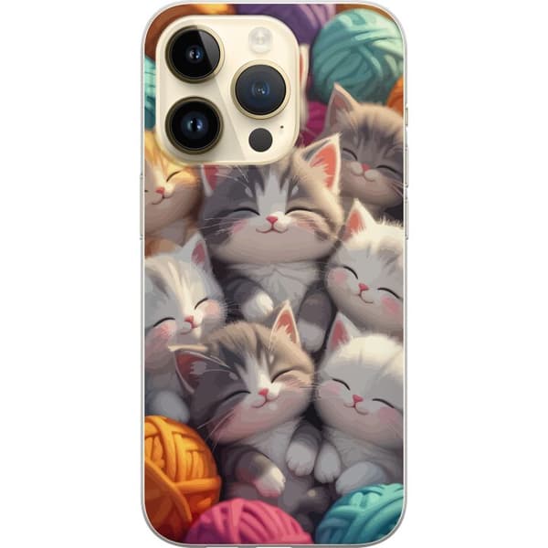 Kompatibel Mobilcover til Apple iPhone 14 Pro Sovande kattungar beige