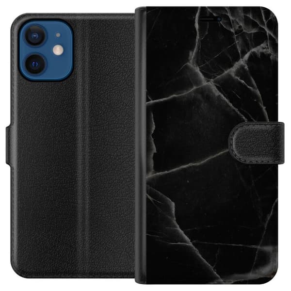 Yhteensopiva Lompakkokotelo Apple iPhone 12 Musta marmori