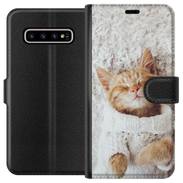 Kompatibelt Lommeboketui til Samsung Galaxy S10+ Katt