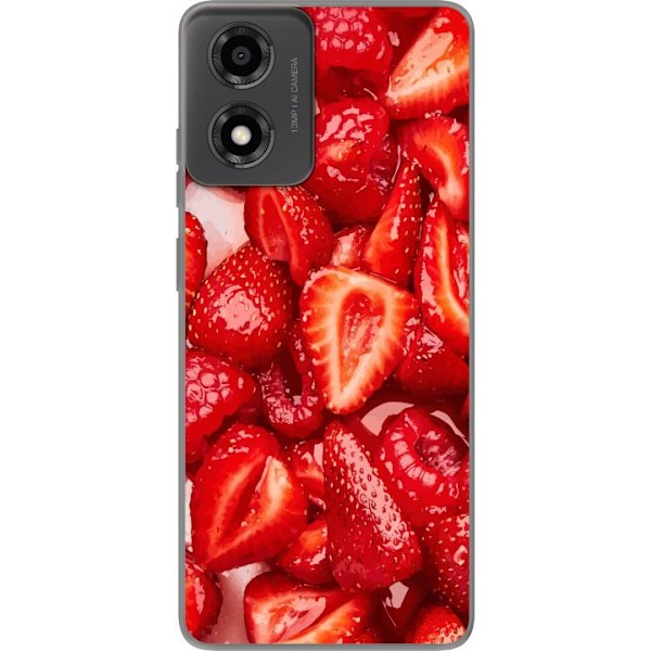Motorola Moto E14 Läpinäkyvä kuori Mansikkakuviointi - makea motiivi kesäfiiliksellä