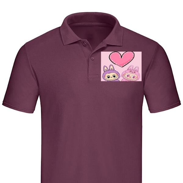 Poloshirt til Voksen | Elegant Poloshirt Labubu Pink Monster Bordeaux Lille