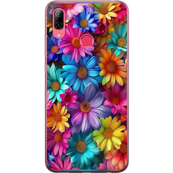 Huawei Y7 (2019) Genomskinligt Skal Gerbera Blommor Färgglad Dekor Blommotiv Populärt Heminredning Färg Rik Väggkonst Design