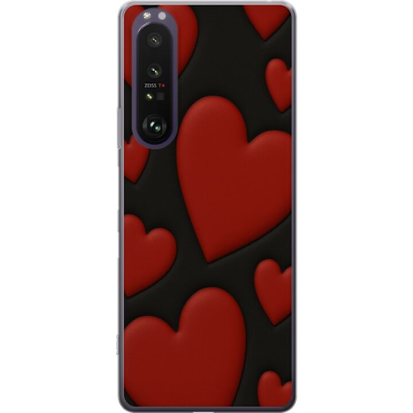 Sony Xperia 1 III Genomskinligt Skal Red Velvet Hearts