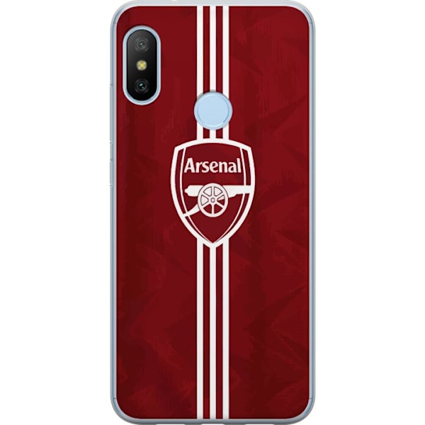 Xiaomi Mi A2 Lite Läpinäkyvä kuori Arsenal Emblem Jalkapallo Premier League Seuravaakuna Punainen Valkoinen Ikoninen Fanit Lontoo Urheilu Motiivi