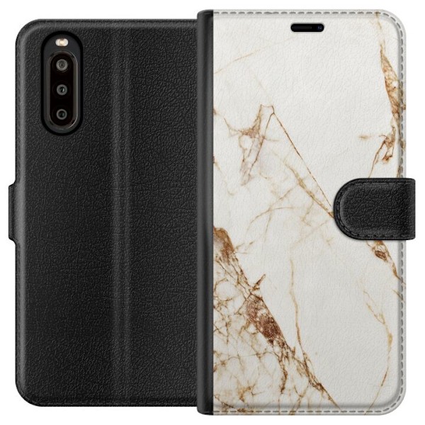 Sony Xperia 10 II Tegnebogsetui Hvid marmor