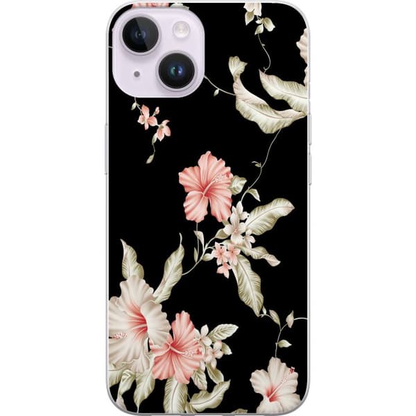 Kompatibelt Mobildeksel til Apple iPhone 14 Floral Mønster Svart