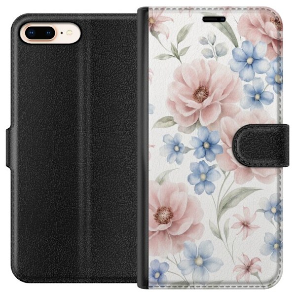 Apple iPhone 7 Plus Tegnebogsetui Romantiske blomster